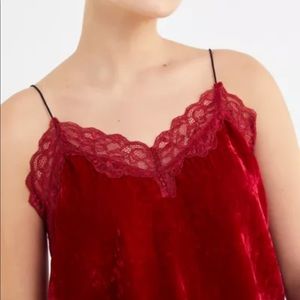 J.O.A. Lace Trim Velvet Cami